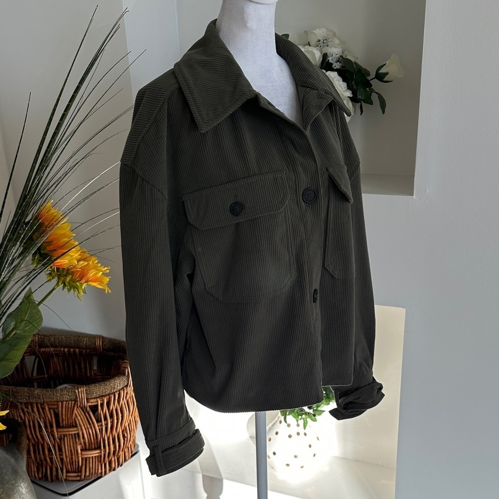 Avec Les Filles Dark Green Corduroy Utility Jacket - Picture 3 of 9